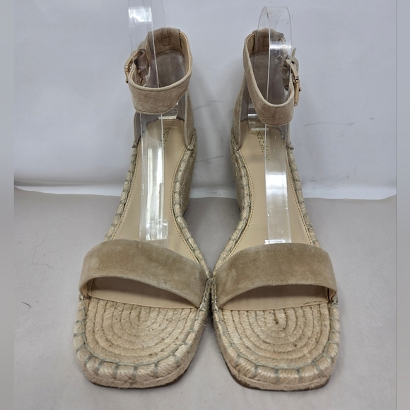 Vince Camuto Womens Wedge Espadrilles Sz 11M Tan Suede Adj. Ankle Straps - Picture 2 of 15